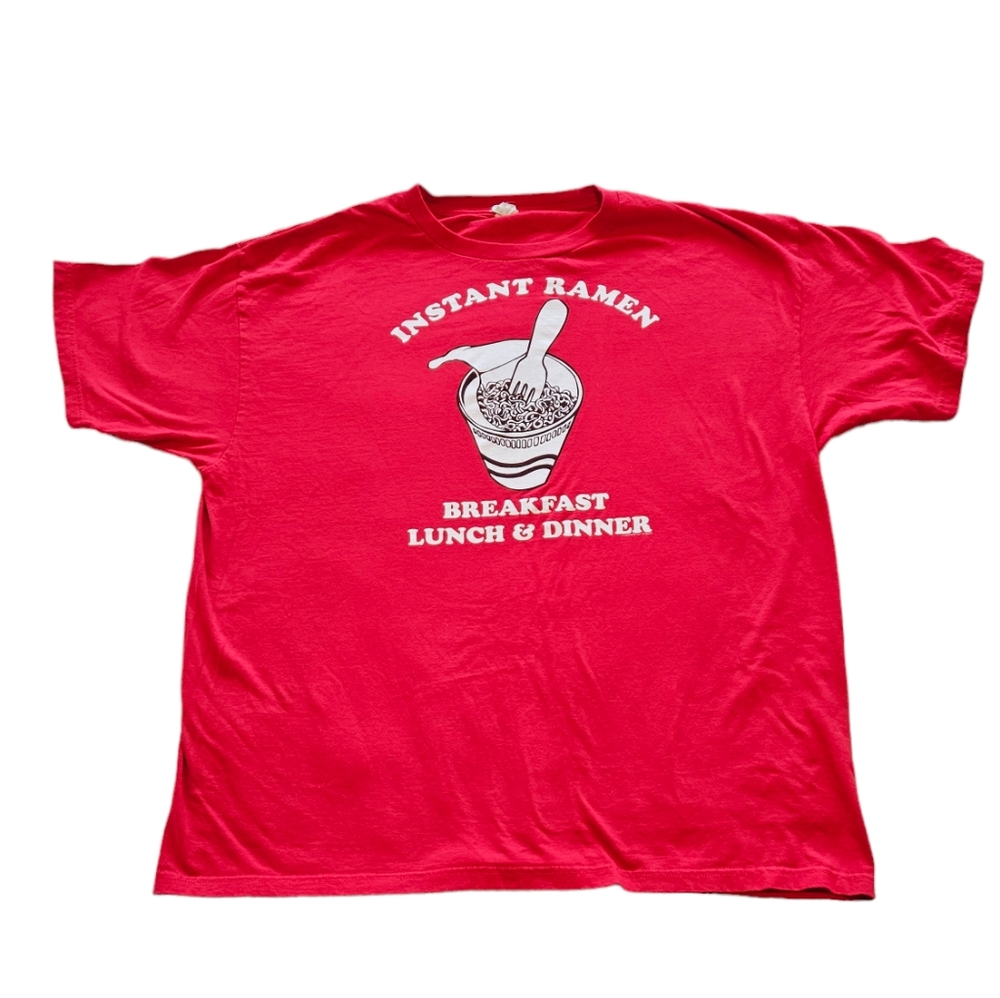 COPY - XXL Instant Ramen funny t-shirt, men's red short sleeves, 100% cotton. N…